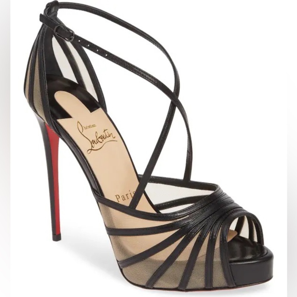 BRAND NEW NEVER WORN Christian Louboutin Filamenta 120 leather and mesh heels